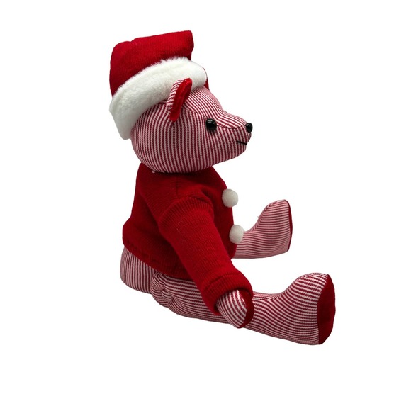 Santa Bear Doll Red & White Stripes Articulated w/ Hat & Removable Sweater - Picture 4 of 6